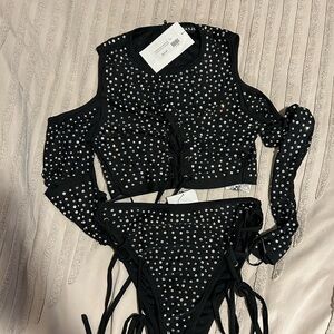Black rhinestone bathing suit